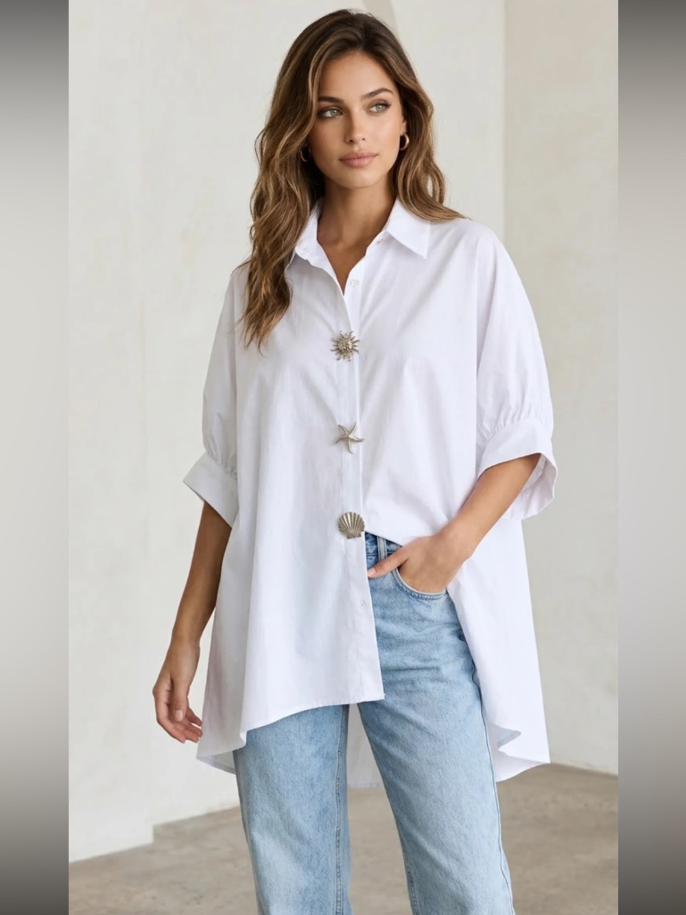 FROM PARIS FRANCE 🇫🇷 White Oversized Button Shirt - White